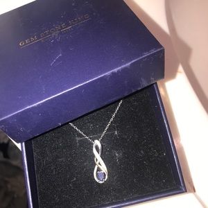 New in box Blue Stone, Diamond, Silver and Gold necklace